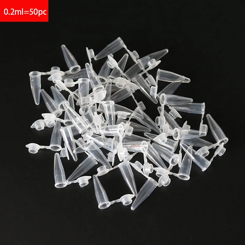 Micro 0.2 Ml Centrifuge Tube 50 Test Tubes Transparent Plastic Tube Container Science Laboratory Test Accessories Lid