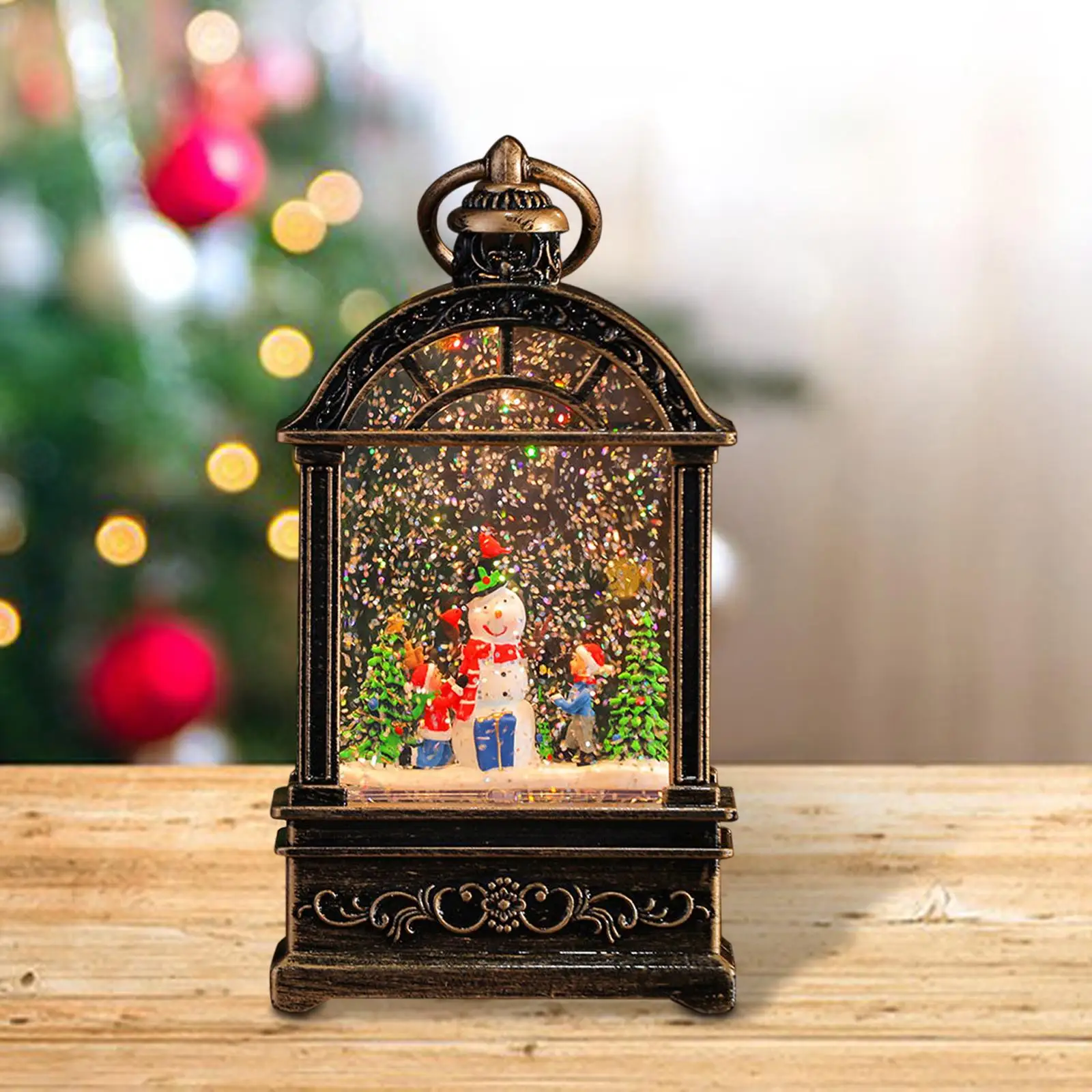 Christmas Musical Snow Globe Lantern for Christmas Decoration,