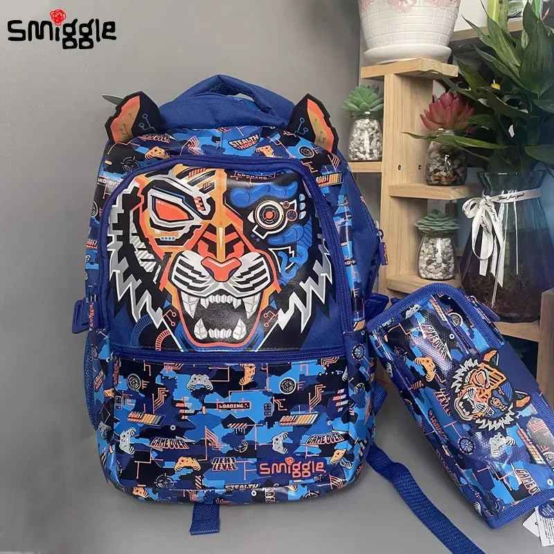 

Оригинальный Австралийский Smiggle темно-синий механический Тигр студенческий рюкзак Детская коробка для канцелярских принадлежностей рюкзак студенческий подарок