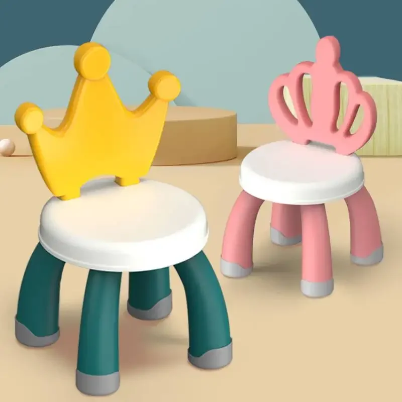 детский стульчик Taburete Madera Children's Stool Back Chair Plastic Thickened Baby Cartoon Family Seat Non-slip Eating Bench
