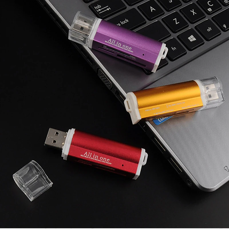 SD Card Reader 4 Slots for Micro SD SDHC TF M2 MMC MS PRO DUO All in 1 USB 2.0 Multi-function Memory Card Reader