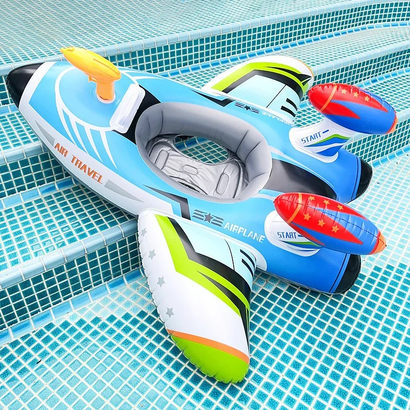 Inflatable Aircraft Swim Ring Tube Toy Baby Swimming Ring Seat for Kid Swim Circle Float Swim Pool Water Fun Toy for Children 4