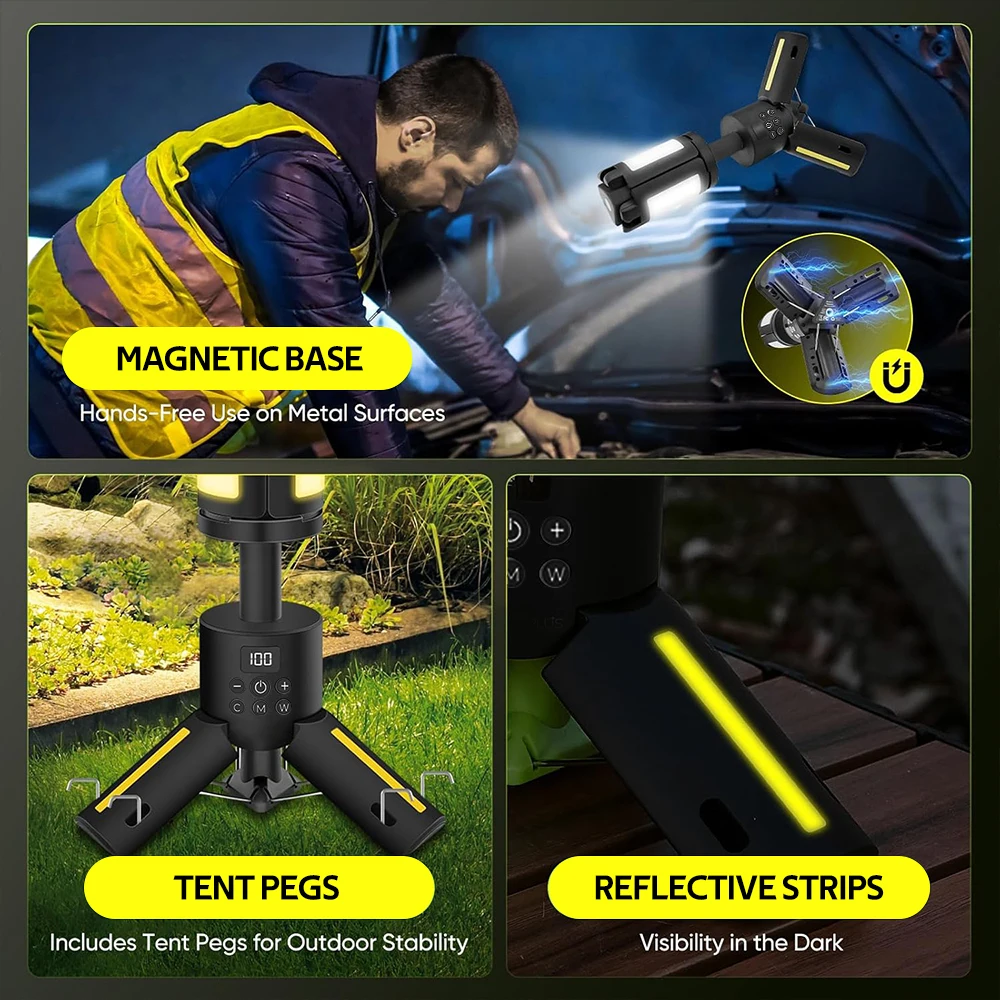 Rechargeable LED Camping Lantern Work Light 15000mAh SOS RGB Magnetic Power O - View #6