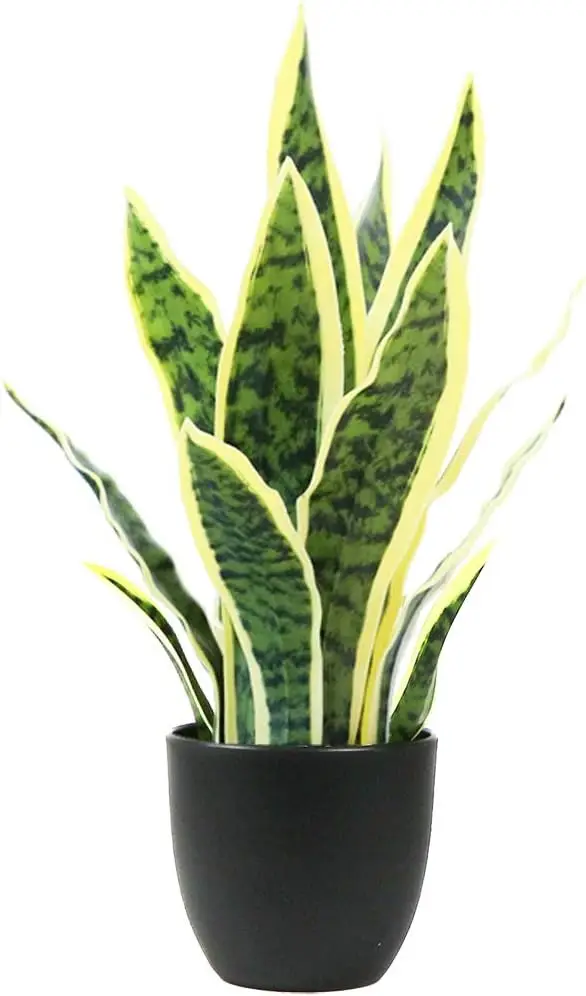 

16" Artificial Snake Plant Faux Agave Fake Sansevieria Artificial Potted Plants for Indoor and Outdoor Home Office Decor