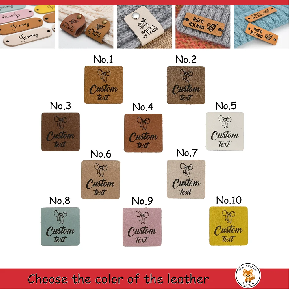맞춤형 가죽 라벨 - 레이저 - 컷, 1mm 친환경 - 의류, 신발 및 DIY용 - 12.5x50mm - 무료 리벳 - 맞춤형