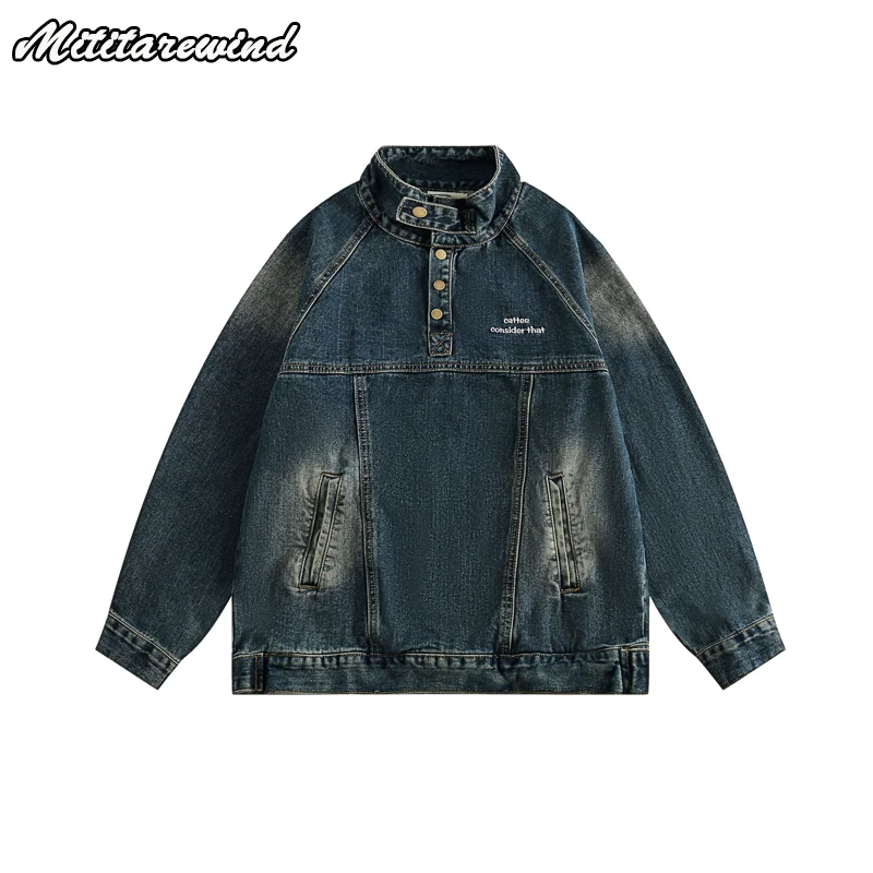 

New Design Korean Style Men's And Women's Denim Jackets Loose Distressed Blue Retro Coats Oversaize Vintage Simple Clothing