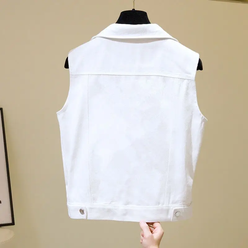 Large Size Denim Vest Women Short Spring and Summer New Product Simple Large Pocket Sleeveless Vest Versatile Top Clothes