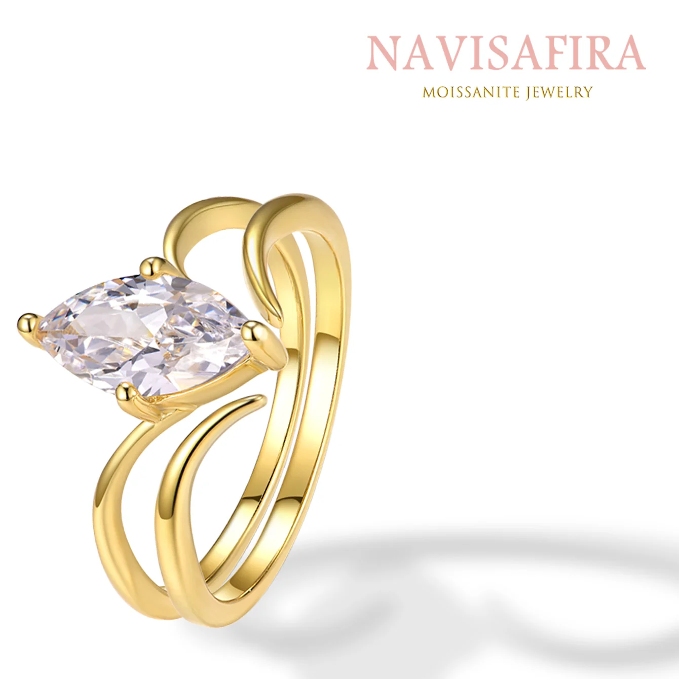 Bague Marquise Vintage en Or Saphir et Diamants