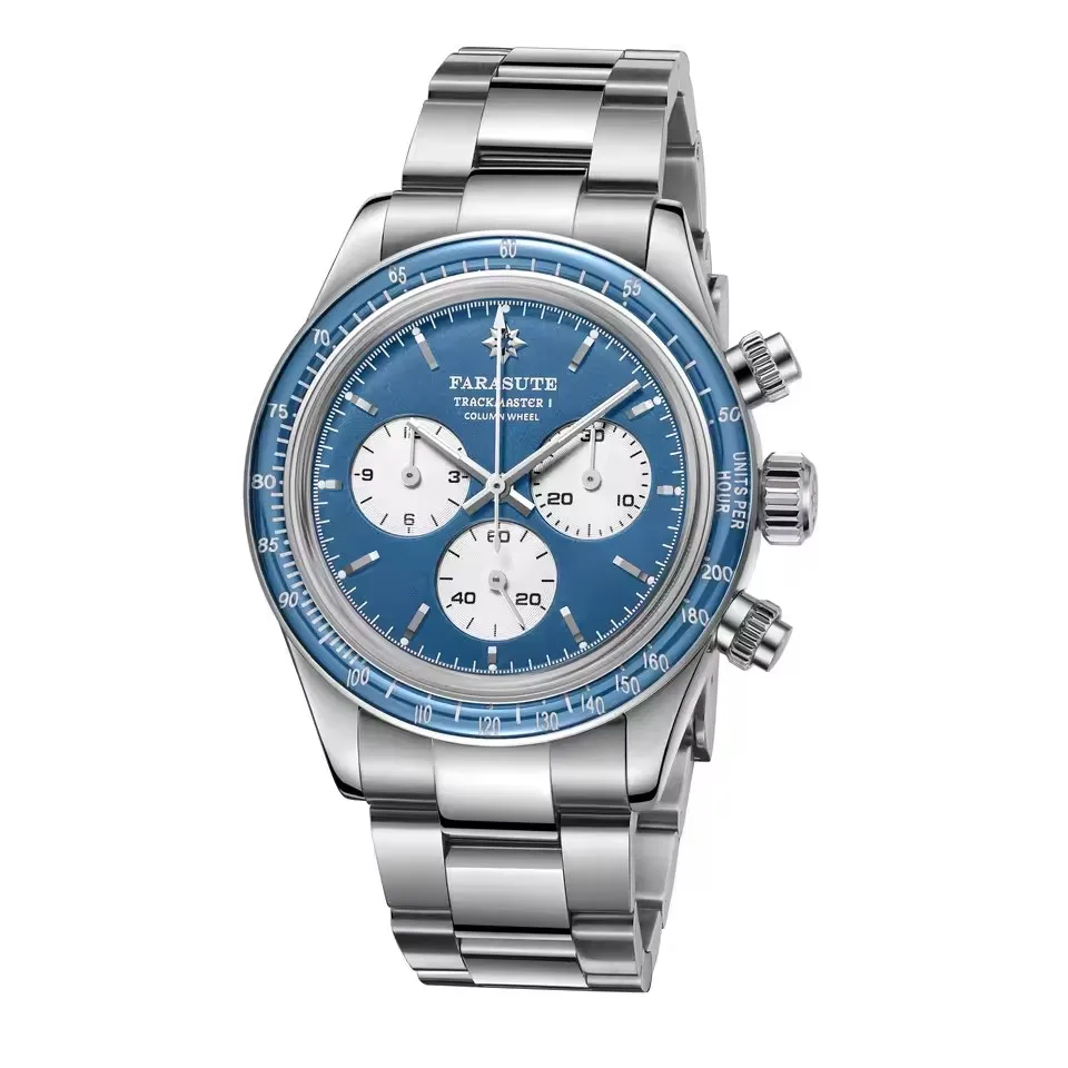 時計 Farasute 4130 Chrono Watch Green FARASUTE Men Automatic Watch 39mm Chronograph Mechanical