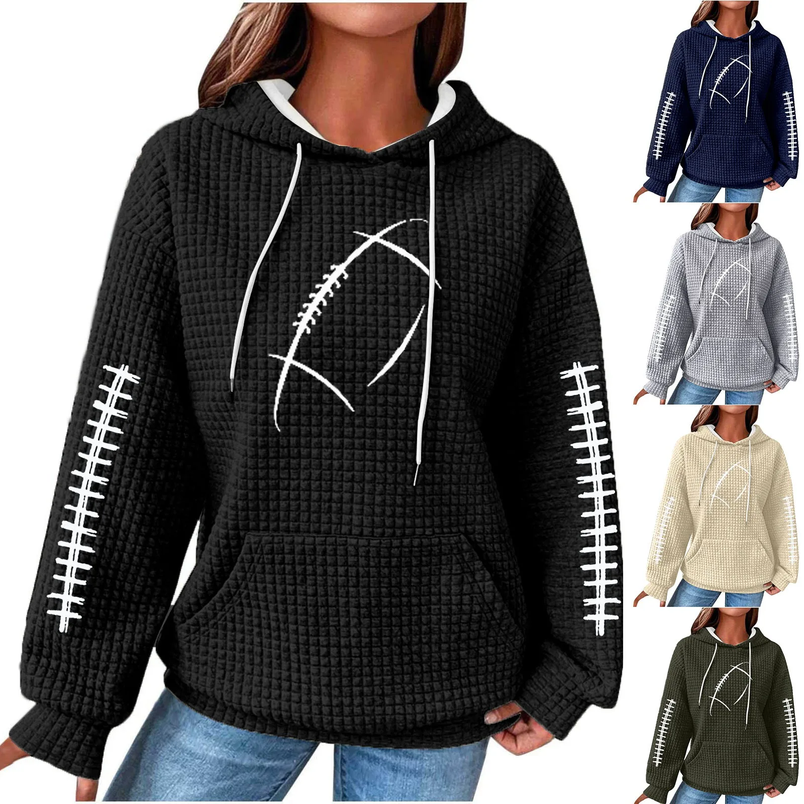 

Hoodie For Women Football American Football Sweatshirt Pullover Long Sleeve Hoodies Casual Punk aesthetic daily shirt