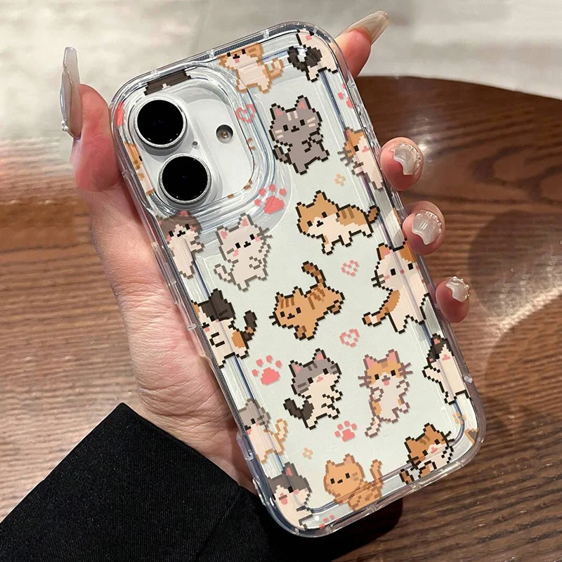 Artistic Cute Cat Print Clear Soft Phone Case Cover