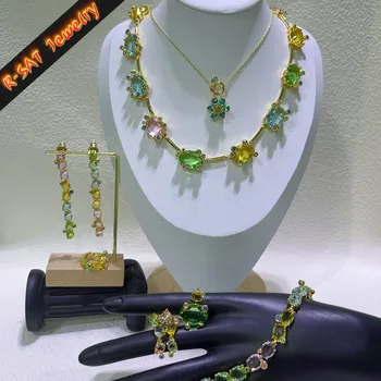2025 New Colored Candy Crystal High Quality Jewelry Sets Adjustable Ring Drawstring Necklace Exquisite Gift for Women 1