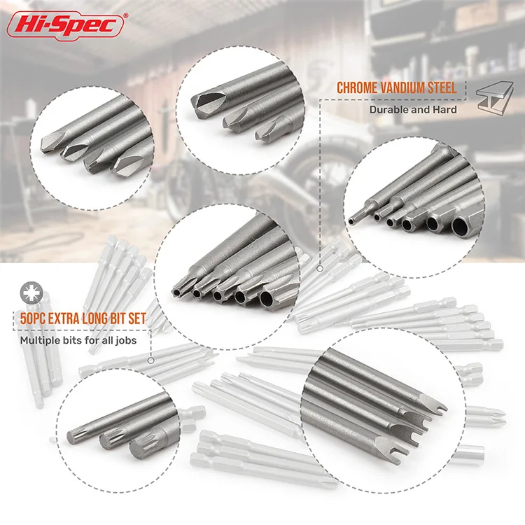 Hallo-Spec Hex Lange Griff Schraubendreher-satz Sicherheit Kopf 1/4 Schraubendreher-bits Kit Torx Hex Hand Werkzeuge 25/50/51pc Für Elektrische Bohrer – Detail 2