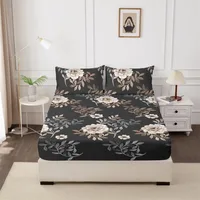 3pcs Bedding Fitted Sheet and Pillowcases Set Elastic Band Around Mattress Cover King Size Bed Cover Wrinkle-Resistant Easy Care 6