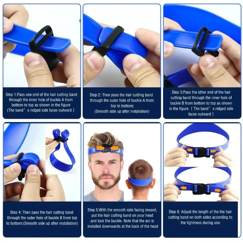 DIY Hair Trimming Template Haircut Band Breathable Curved Silicone Home Hair Trimming Guide for Boys Men 4