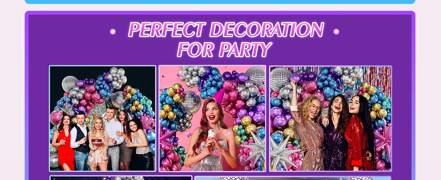 134 Stück Disco Party Luftballons Bogen Kit Discokugel Silber Blau Pink Gold Starburst Luftballons für Geburtstag 70er 80er 90er Jahre Dekoration – Detail 5