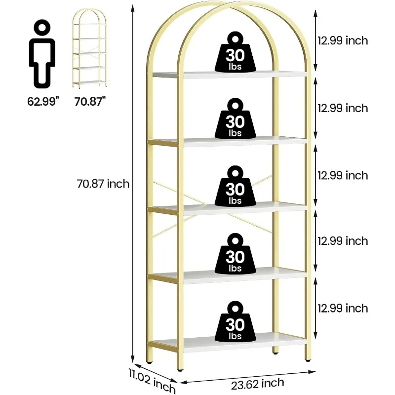 IDEALHOUSE Estantería estrecha para libros, estante de almacenamiento alto  y delgado de 6 niveles, estantes de pie con marco de metal, estantes de