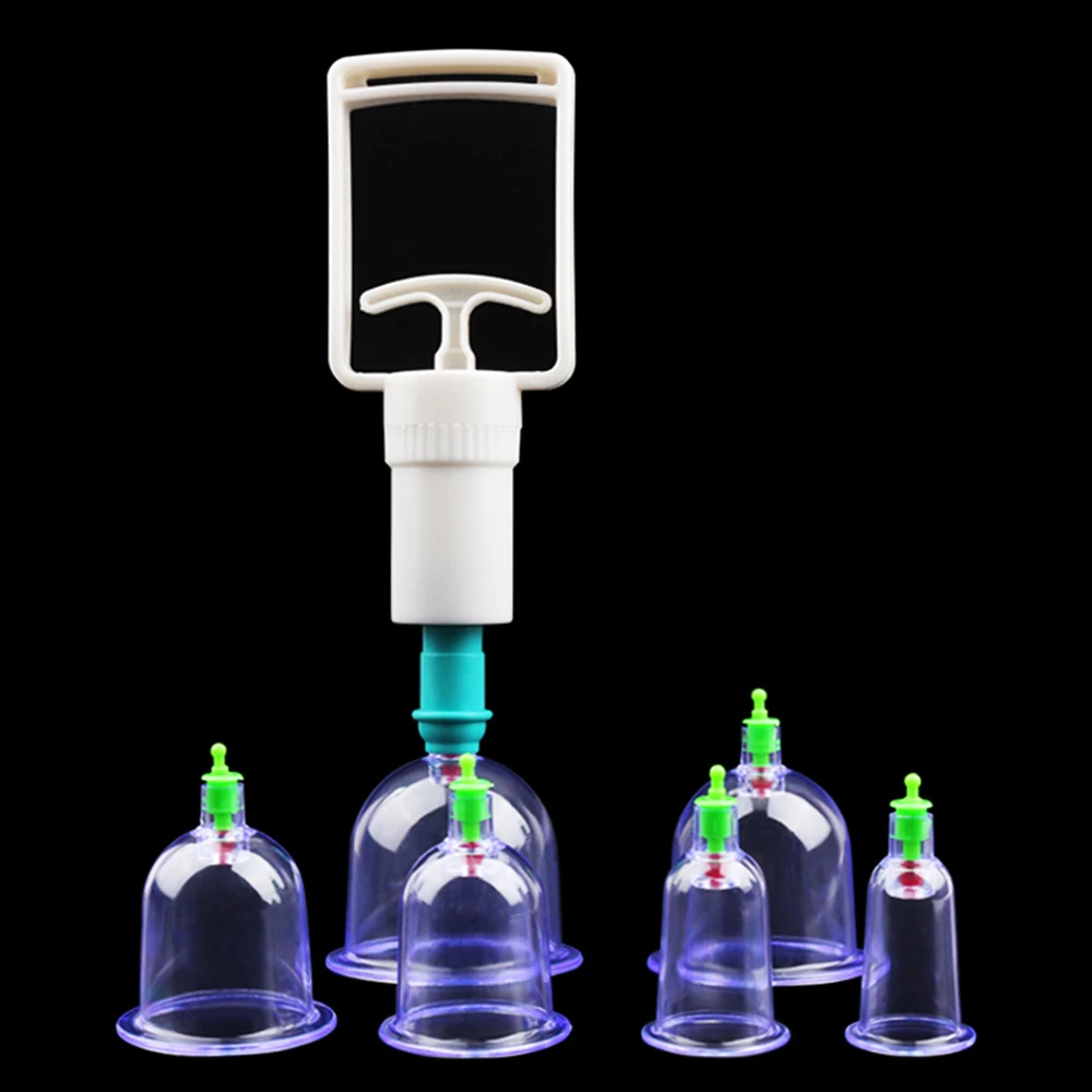 6Pcs Vacuum Cupping Set with Pumping Gun Suction Cups Anti Cellulite Cans Body Back Cupping Massager Jars Vacuum Cupping