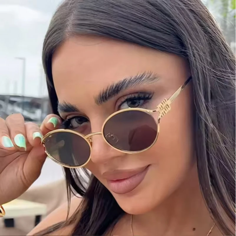 1-2 pièces nouvelle marque de mode lunettes de soleil rétro petit cadre femme homme métal lunettes de chat nuances Protection UV lunettes de soleil avec boîte