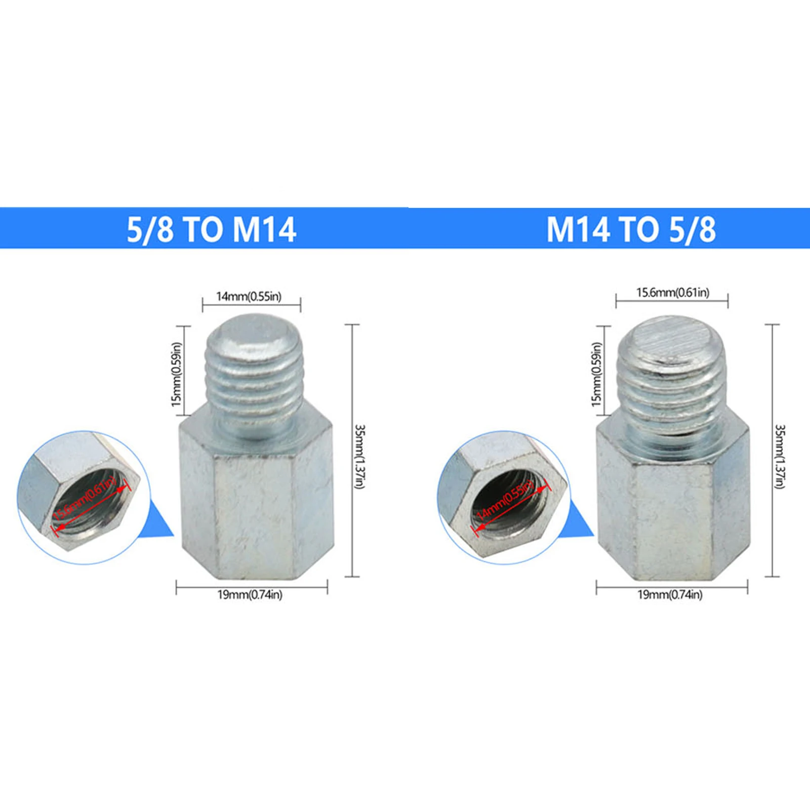 

M6CF LightWeight Adapter Screw Angles Grinder Connecting Attachment ( 5/8"11 Female to M14 Male)Not Easily Damaged Converters