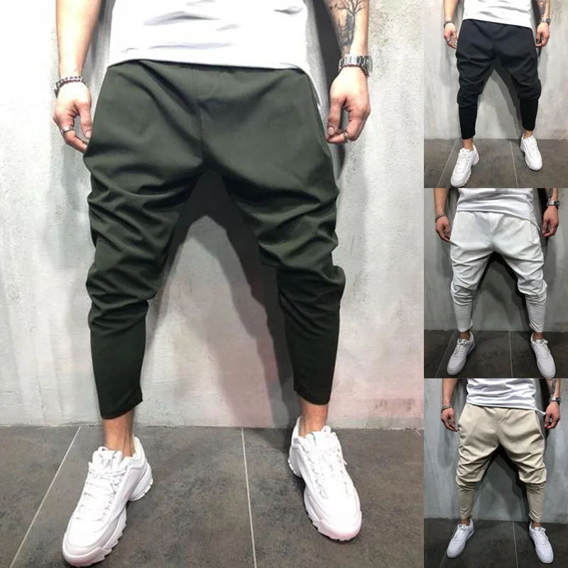 Men's Joggers Pants Streetwear Hip Hop Casual Harem Loose Slim Fitness Soft Plain Narrow Leg Opening Trousers