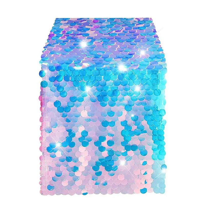 

Scales Table Runner Mermaid 12x84 Inches Table Runner Long Table Holographic Table Runner For Birthday Family/Friends Gathering