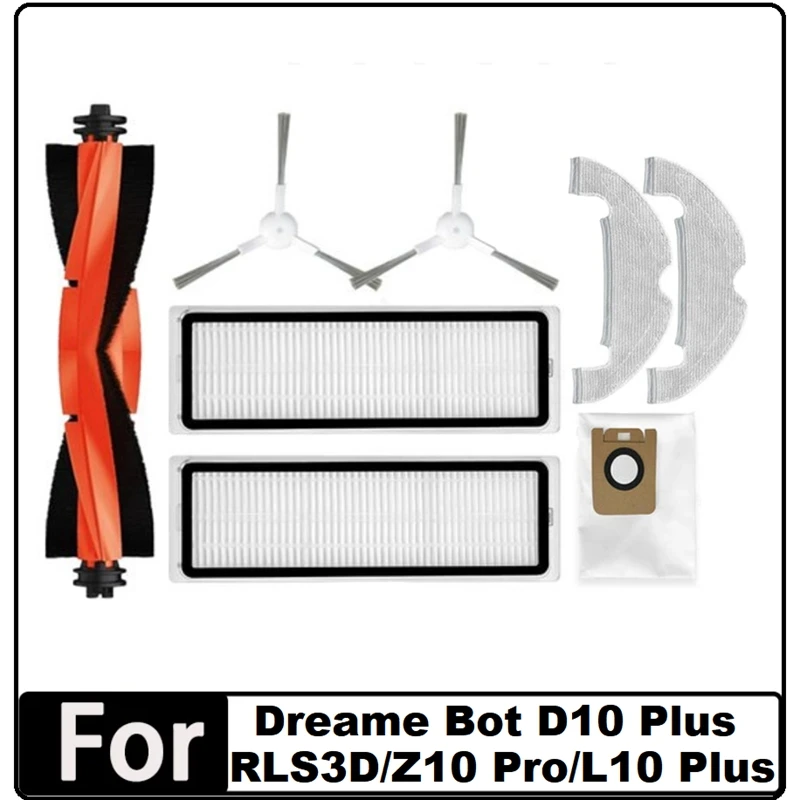 

8PCS Accessories Kit for Dreame Bot D10 Plus RLS3D, Z10 Pro, L10 Plus Robot Vacuum Main Side Brush Filter Mop Dust Bag