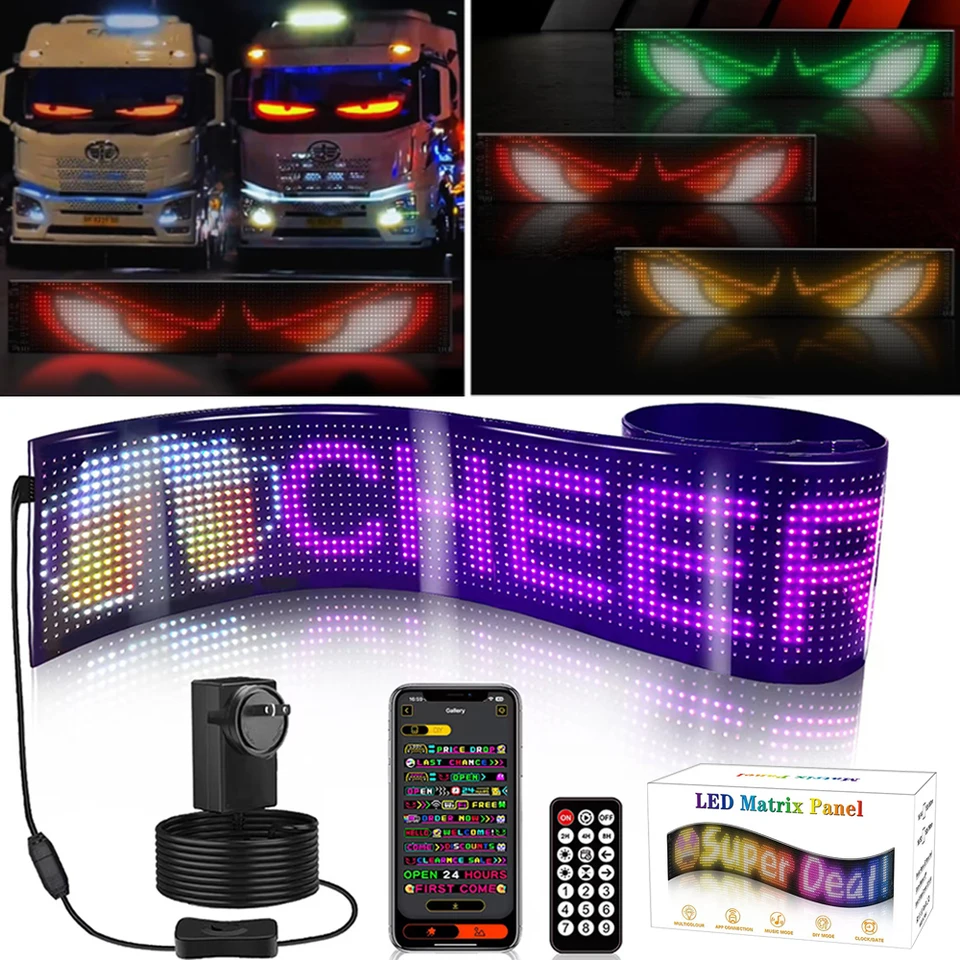 2 leds voor vrachtwagen, Devil Eyes Light for Cars, flexibel en programmeerbaar led-display, reclamebord voor auto, vrachtwagen, winkel, dynamisch doe-het-zelf design