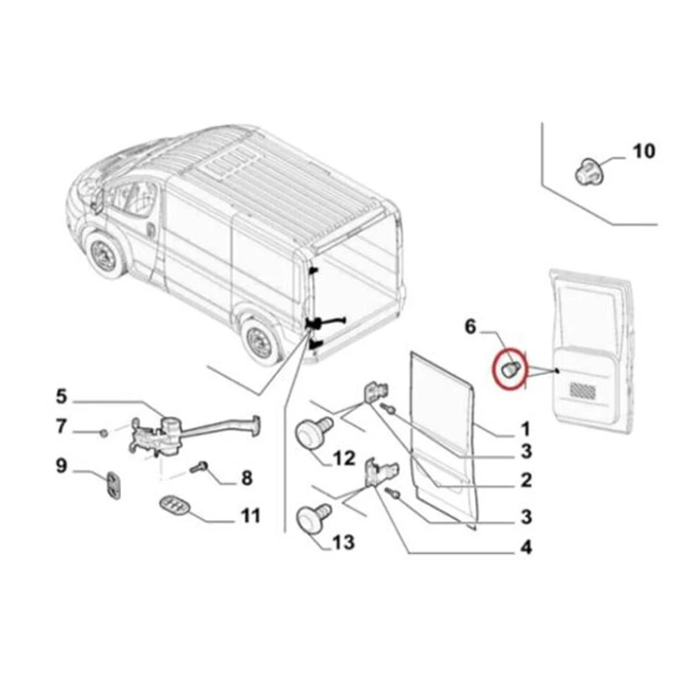 Fiat Ducato Peugeot Boxer Citroen Relay 2006-2021 용 새 후면 내부 도어 해제 버튼 735426396 8728.30 735539554 1607485980