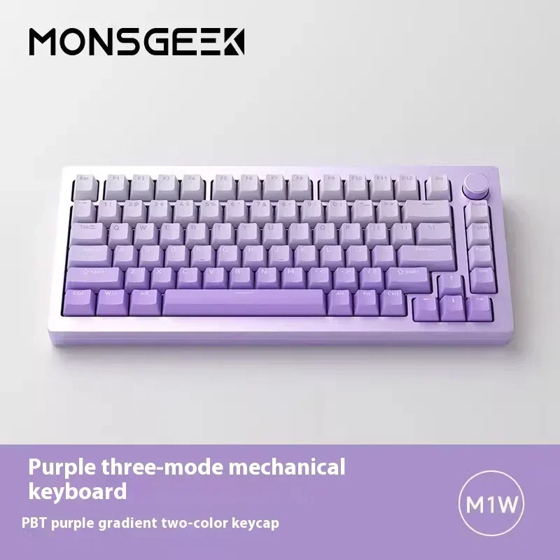 Monsgeek 기계식 키보드, 알루미늄 합금, 다기능 노브, 3 가지 모드, RGB 게임용 키보드, 핫 스왑, PC 게이머 선물, M1w/M3