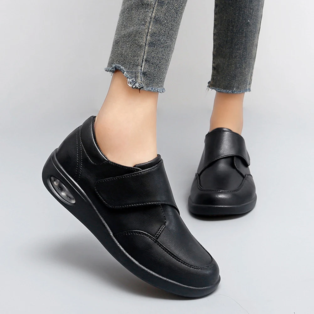 Women Diabetic Shoes Leather Walking Shoes Comfortable Lightweight Edema Sneakers Air Cushioned Shoes for Plantar Fasciitis