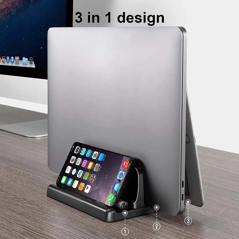 do duplo-entalhe ajustável desktop notebook dock space-saving