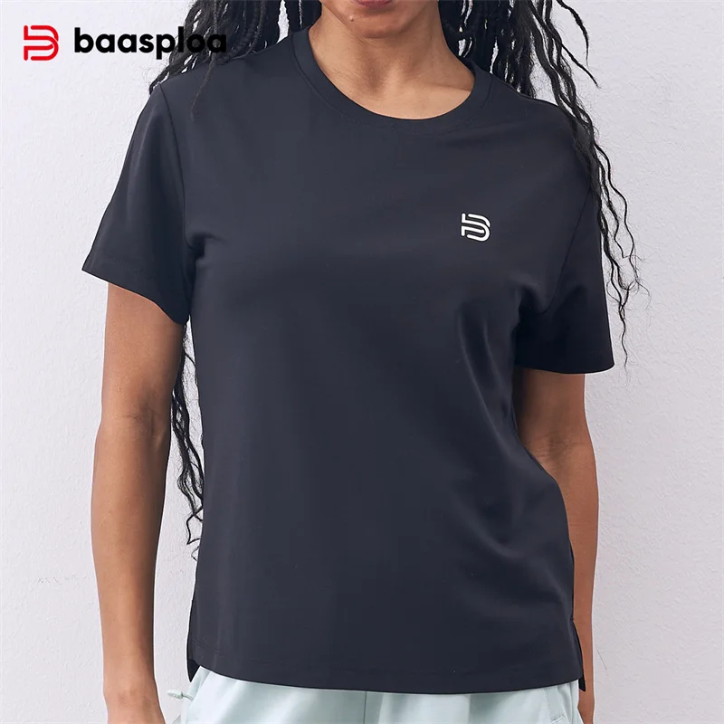 

Baasploa Women Sport T-Shirt Brand High Quality Tee for Women New Fashion Comfort Breathable Quick Drying Female Clothing Train