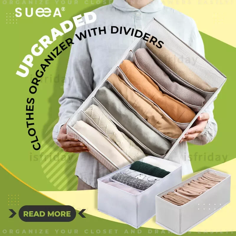 Sueea® Upgraded Clothes Organizer With Dividers Wardrobe Clothes