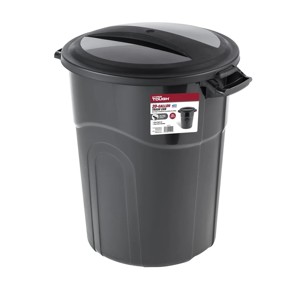 20-Gallon Heavy-Duty Plastic Garbage Can with Click-Lock Lid 2