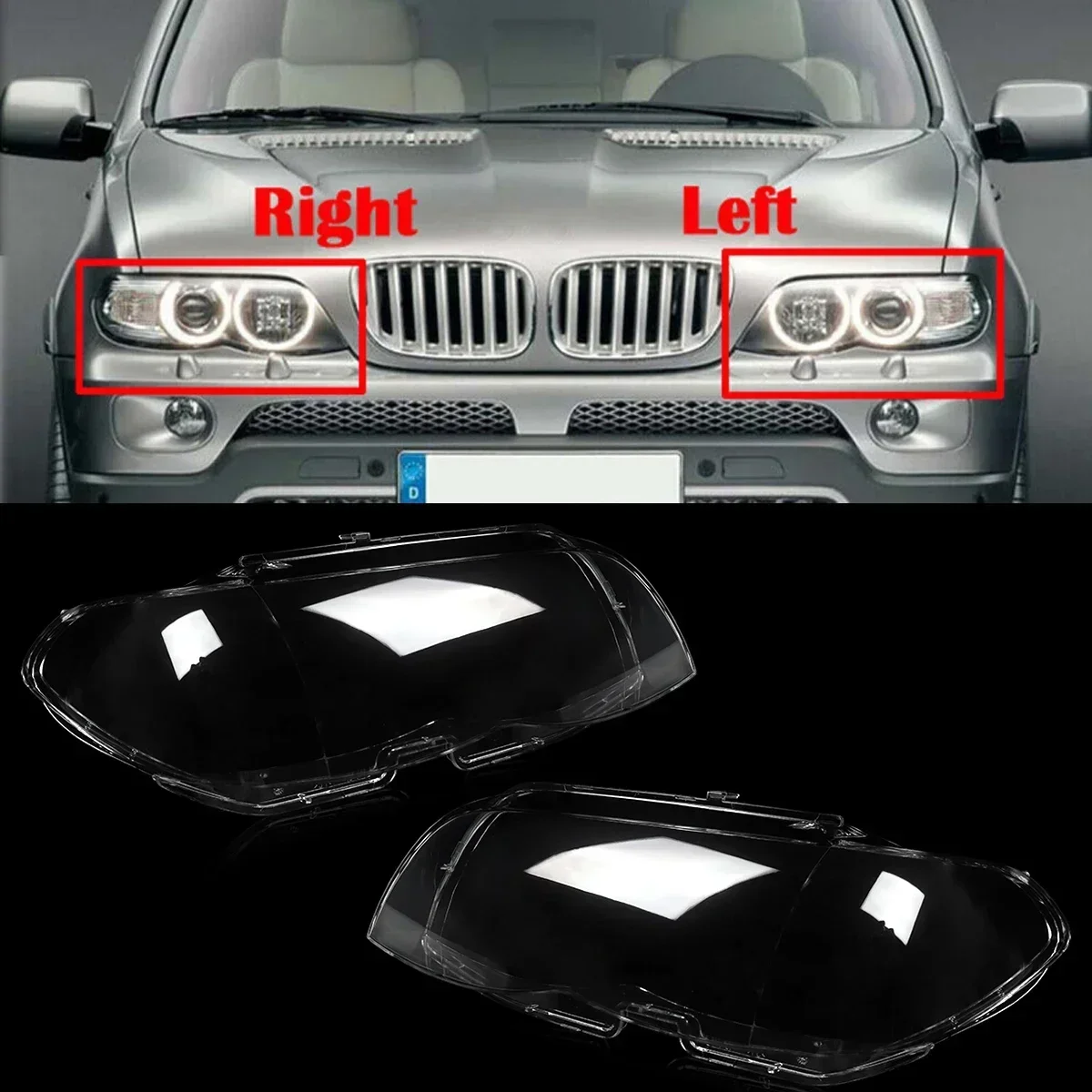 

For BMW X5 E53 2000-2007 Car Headlight Clear Lens Cover Replacement Headlamps Transparent Lampshade Lamp Shell Car Accessories