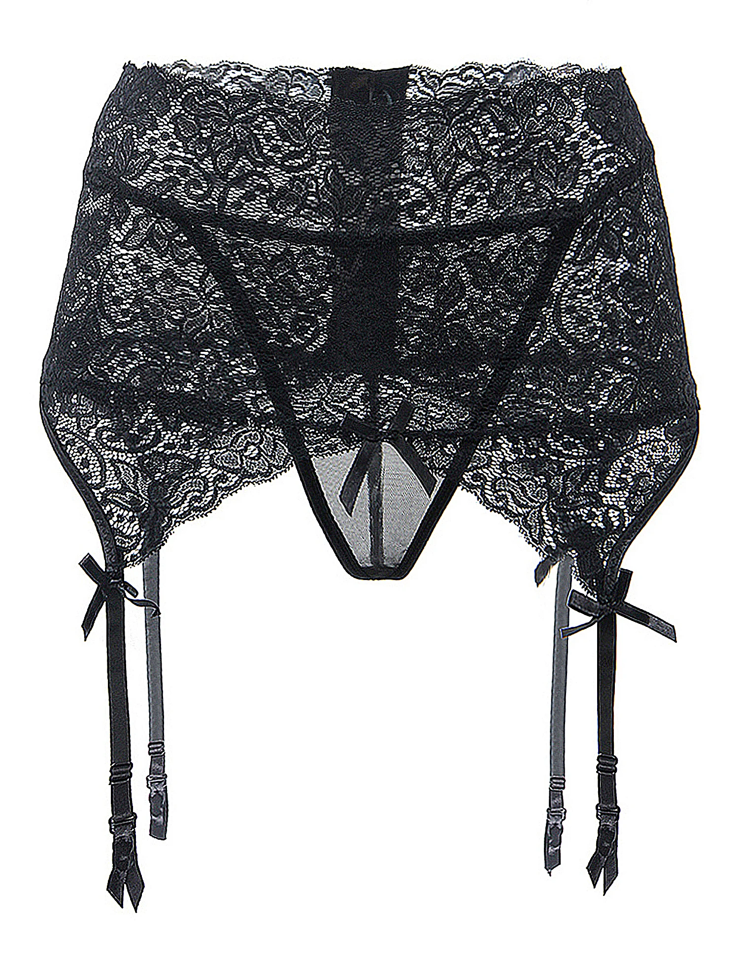 Description Picture 5 of itemComeondear Women Sexy Underwear Floral Lace Suspenders High Waist Bowknot Wedding Bride Lingerie Panty Garter Belt for Stockings