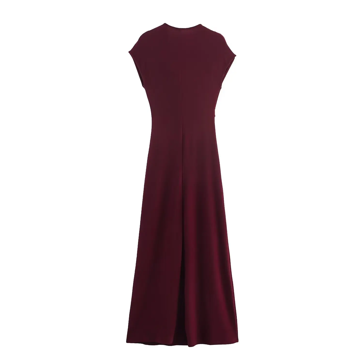 Women'S New Dress Elegant Evening Gown With Hanging Pleated Collar Solid Color Dress Women'S Metal Button Sleeveless Long Dress