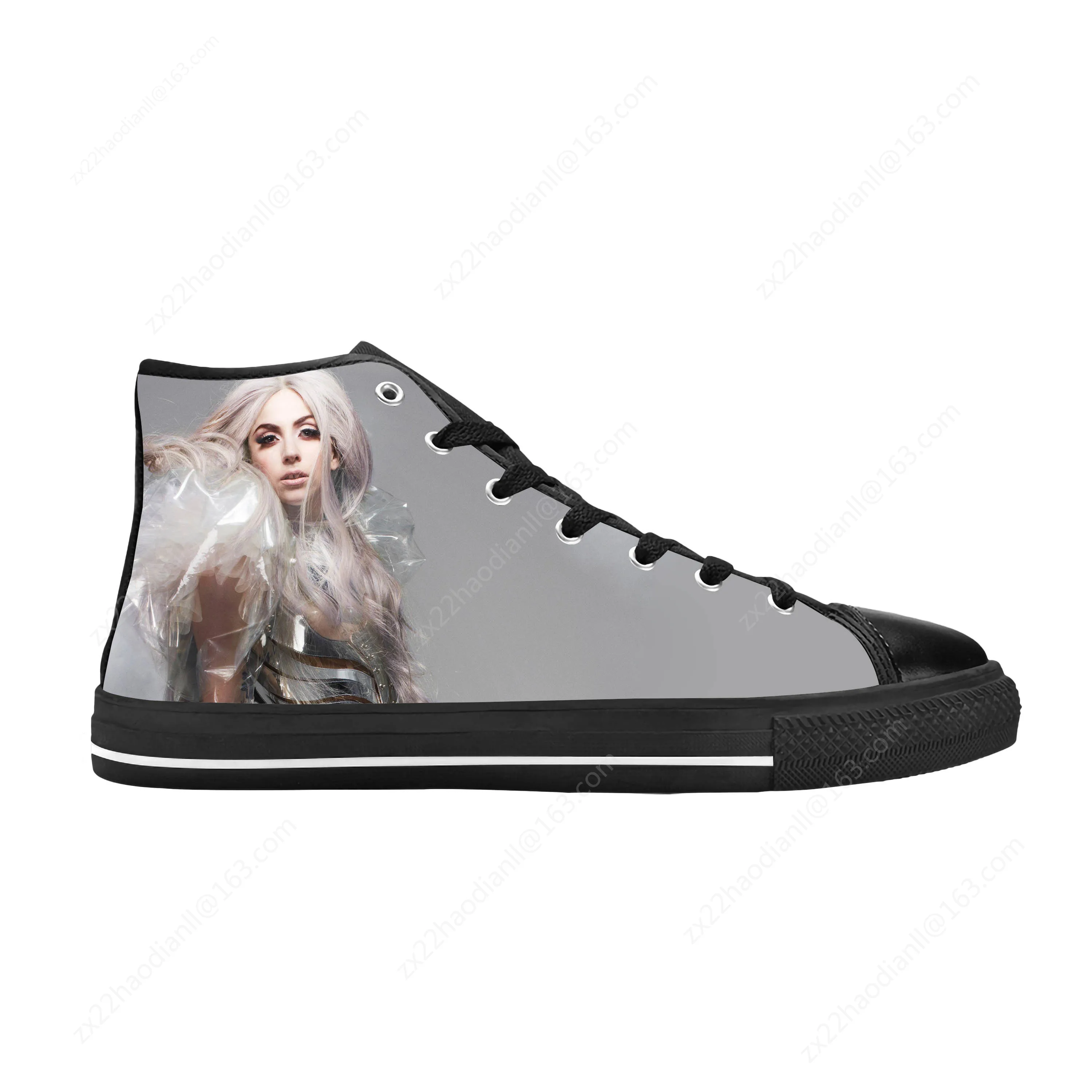 Lady Gaga Pop Singer Music Cute Fashion Popular Casual Cloth Shoes High Top Comfortable Breathable 3D Print Men Women Sneakers