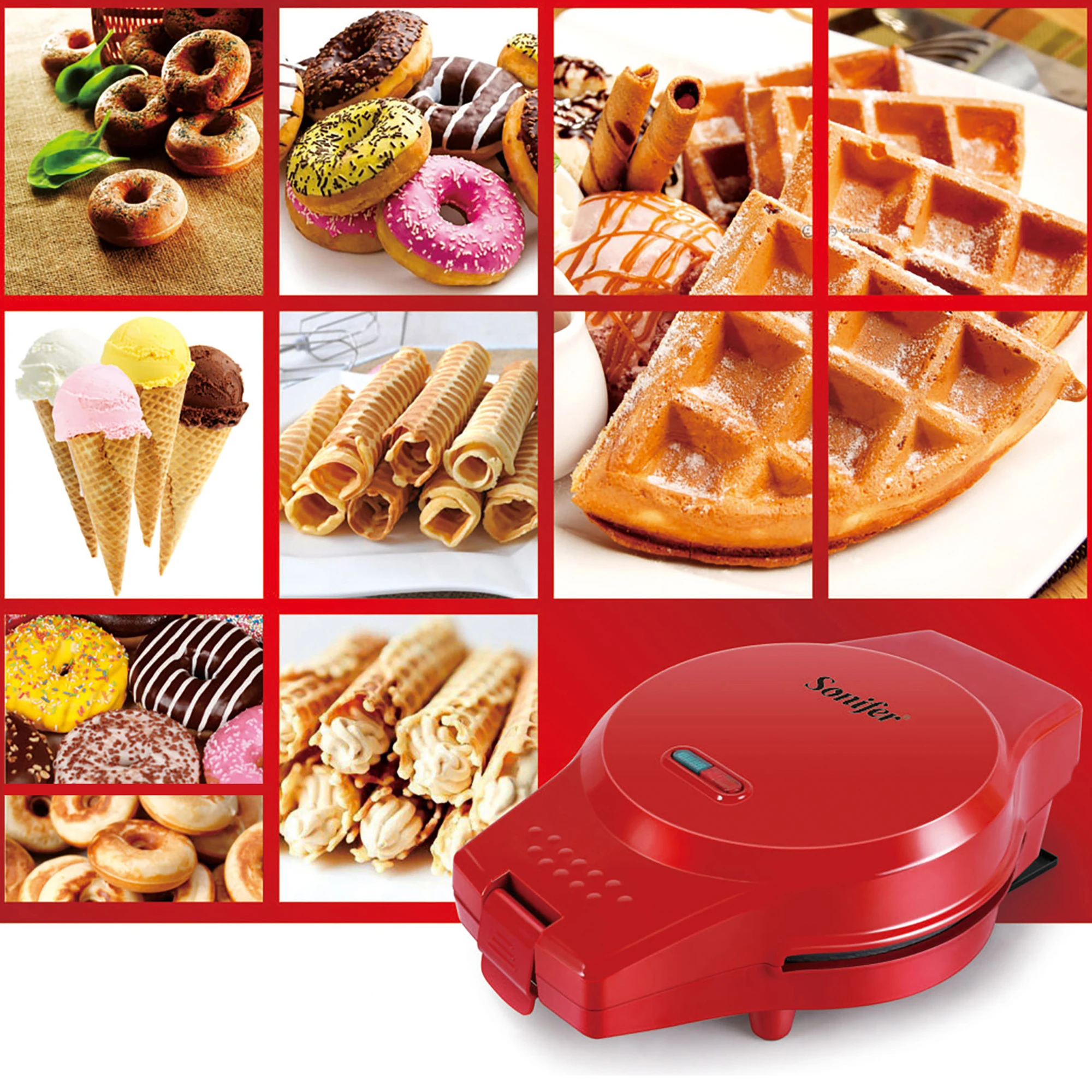 Sandwichera 3 en 1 Tostadora eléctrica Waffle Maker Desayuno Pancake Donut  Egg Waffle Fish Cake Horno eléctrico - AliExpress