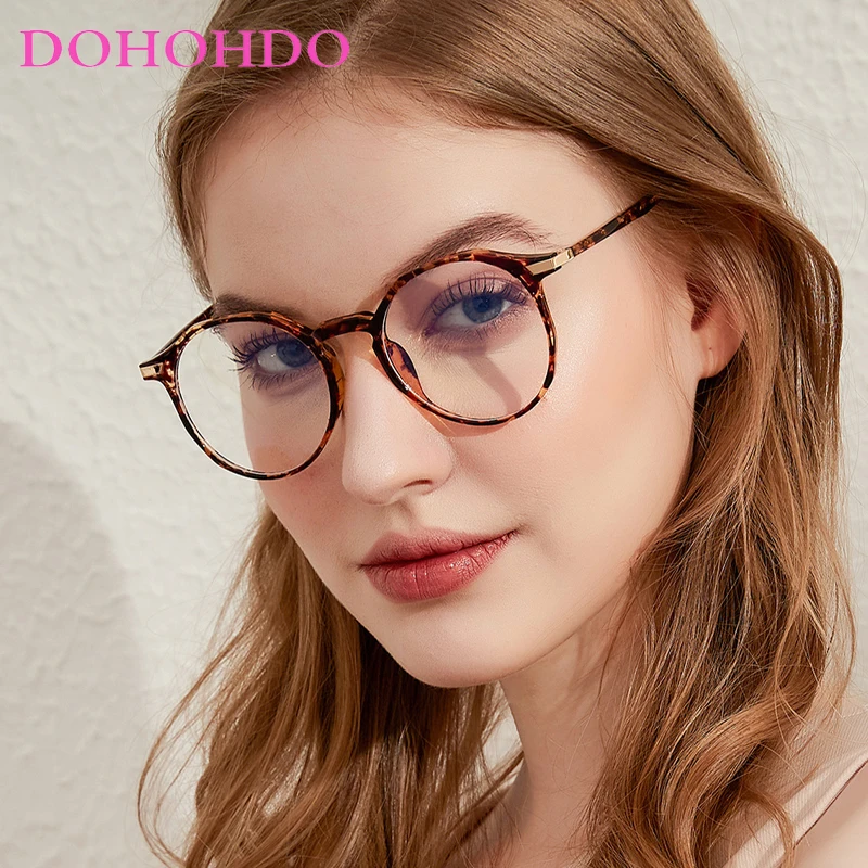 

DOHOHDO Full Frame Irregular Fashion Blue Light Women Eyeglasses Retro Flat Light Men Computer Goggles Glasses Round Eyewear New