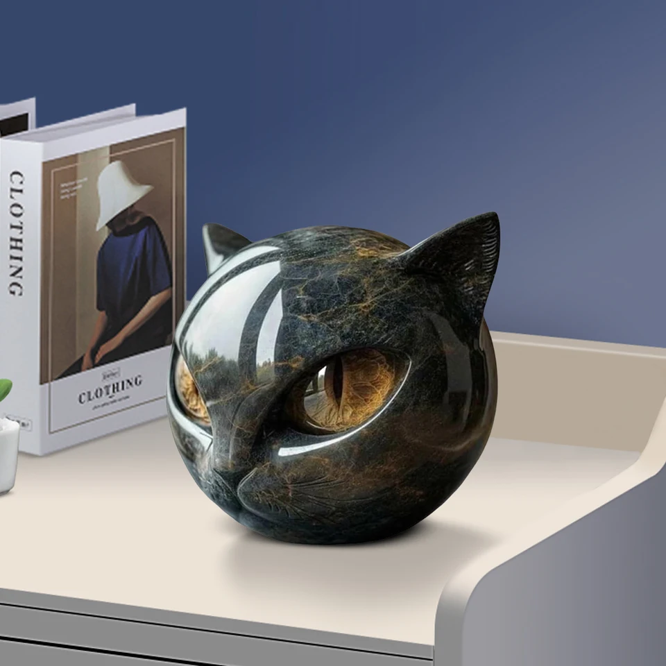Escultura De Gato Negro Elegante: Toque De Estilo Y Buena Suerte Para Tu Decoración Del Hogar