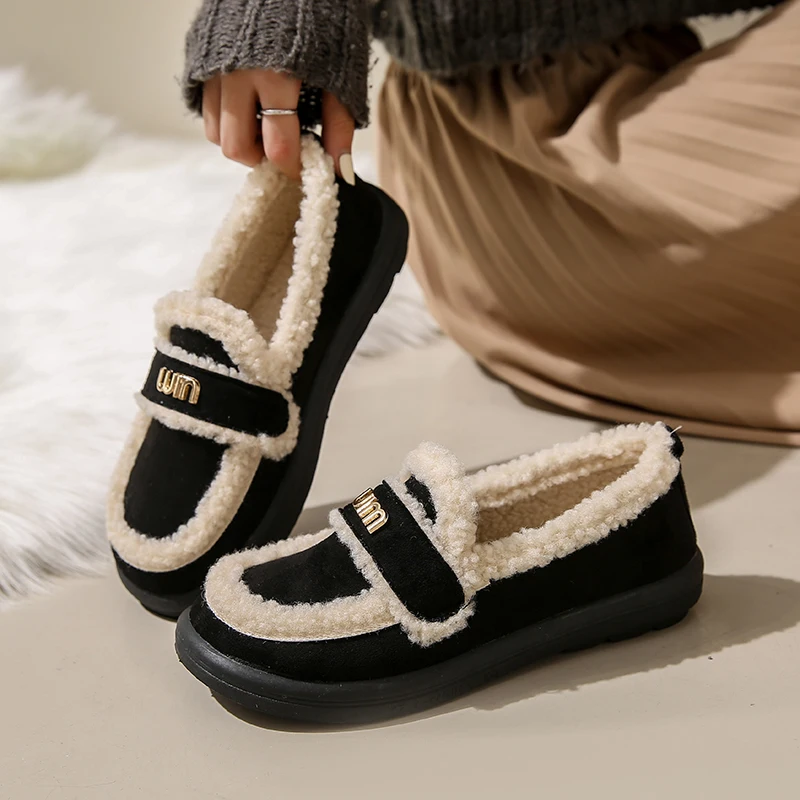 CRLAYDK Luxury Winter Women's Faux Fur Lined Moccasins Comfort Suede Slip On Warm Outdoor Indoor Flat Loafers for Ladies