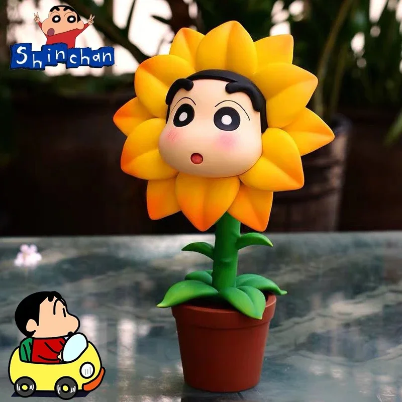 

Crayon Shin-chan Cartoon Action Figures Creativity Anime Pvc Figures Model Sunflower Desktop Room Decoration Collectible Kid Toy