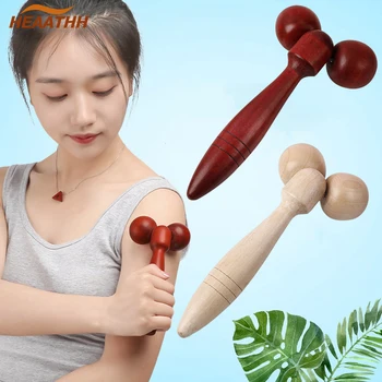 Wooden Double Roller Ball Face Massager 360 Rotation Massage Relaxing Neck Chin Slimming Face-lift Massage Tool Full Body Shape 1