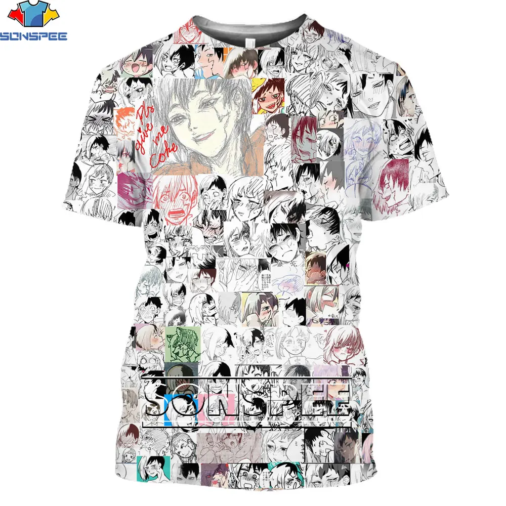 

SONSPEE 3D Anime Sexy Print T-shirt Cartoon Casual Retro Loli Otaku Personality Tee Men And Women Oversized Street Fashion Top