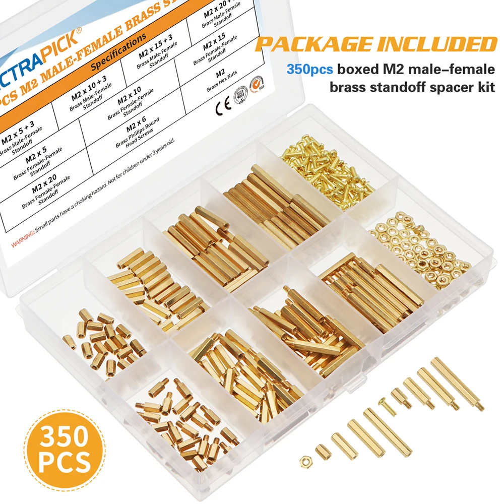 

280/350pcs M2 M2.5 Hex Male Female Standoff Screws Motherboard Single Head Double-Pass Brass Column Pillar PCB Board Spacer Rack