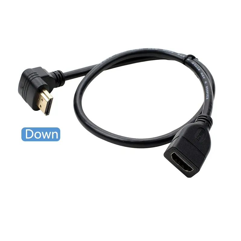 UP/Down/Left/Right Angled 50cm HD-compatible Extension Cable HD Male to Female Adapter Converter With Screw Hole Universal