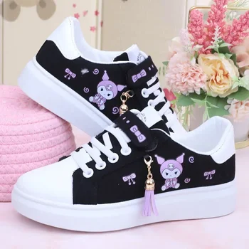 Sanrio Kuromi girl canvas shoes 2025 spring autumn sports shoes children's soft-soled sneakers student skate shoes casual shoes