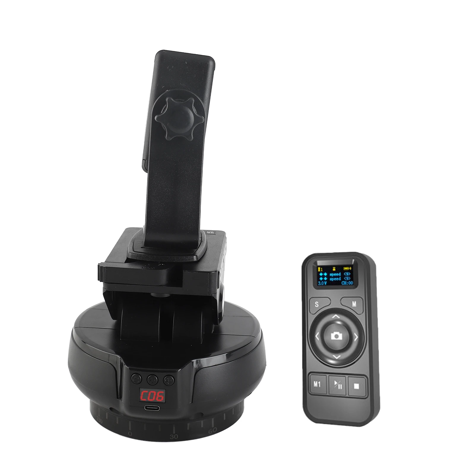 Motorized Pan Tilt Head 360&deg; Rotation 100M Wireless Remote Control 9 Levels Adjustable Panoramic Tripod Head for Photography